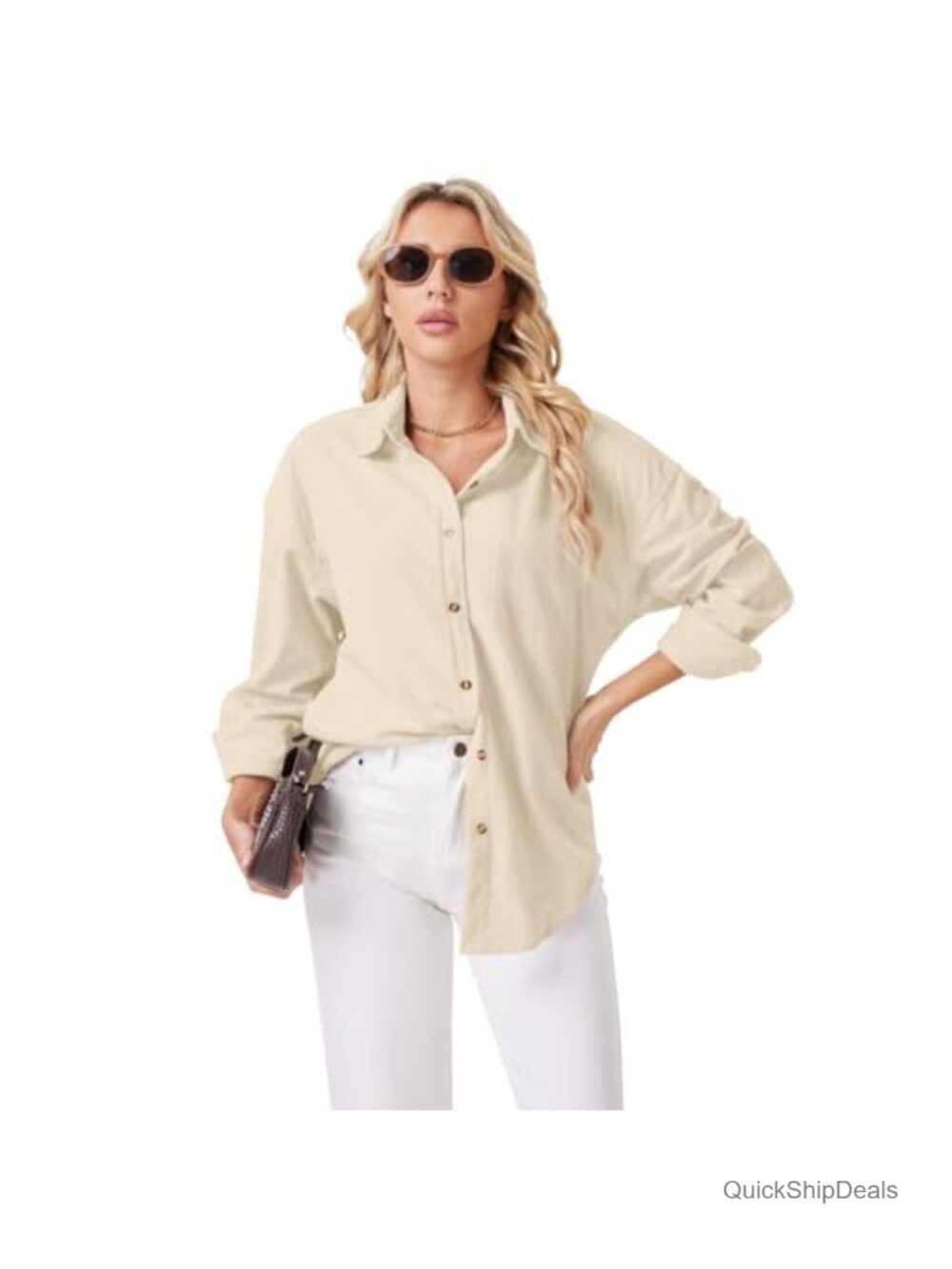 Ribbed Corduroy Button Down Shirt Long Sleeve Shacket - Picture 2 of 6